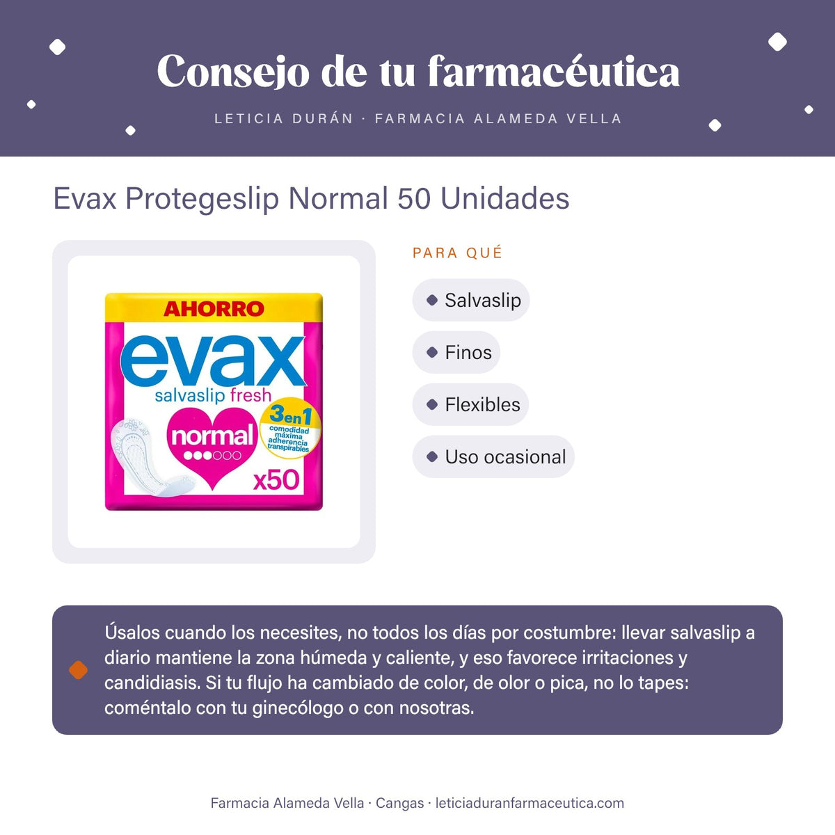 Evax Protegeslip Normal 50 Unidades – consejo de tu farmacéutica