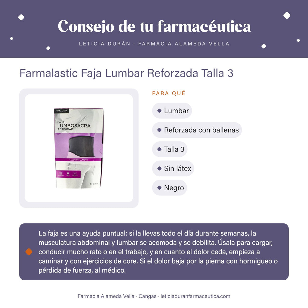 Farmalastic Faja Lumbar Reforzada Talla 3 – consejo de tu farmacéutica