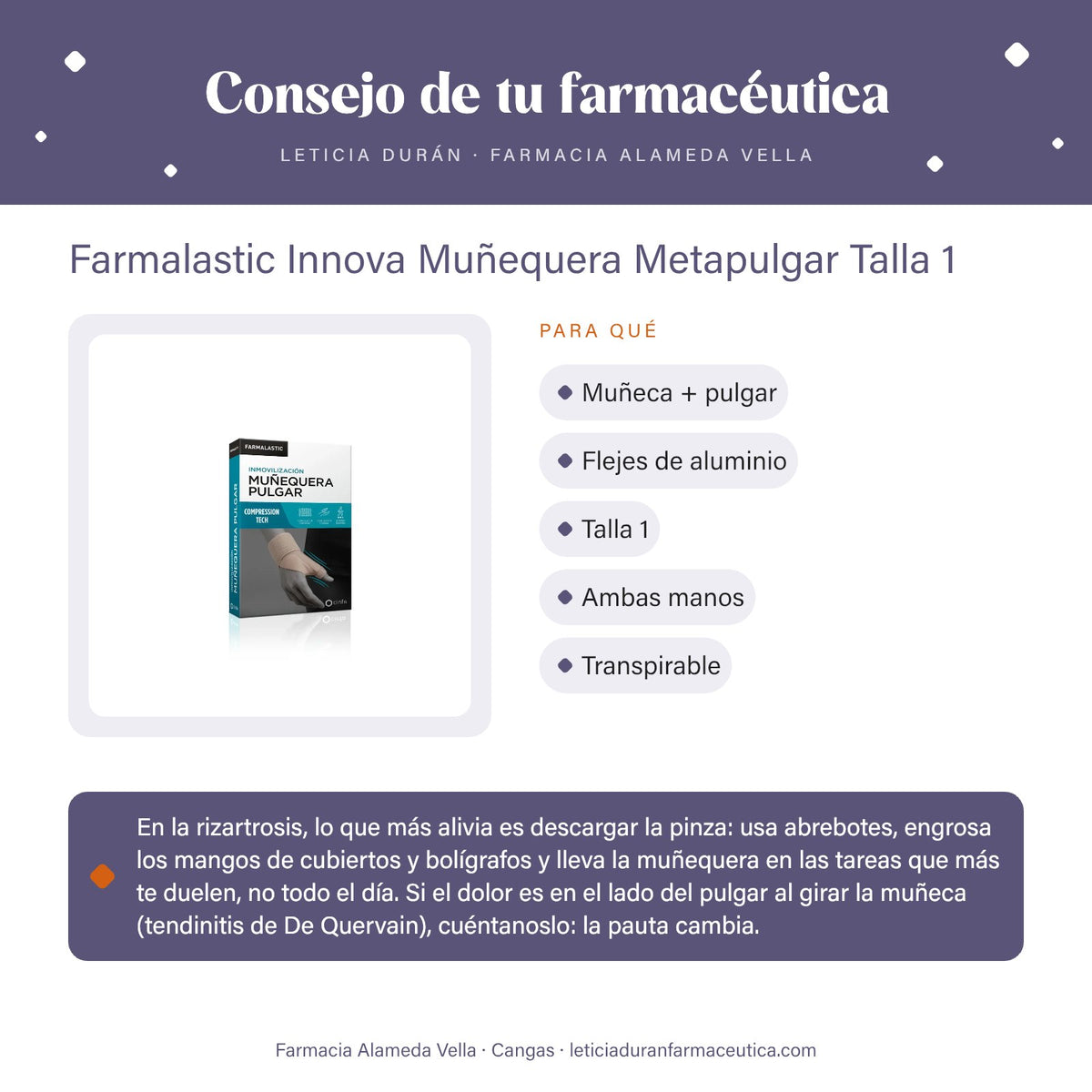Farmalastic Innova Muñequera Metapulgar Talla 1 – consejo de tu farmacéutica