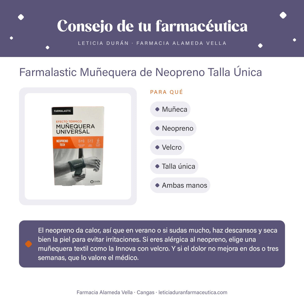 Farmalastic Muñequera de Neopreno Talla Única – consejo de tu farmacéutica