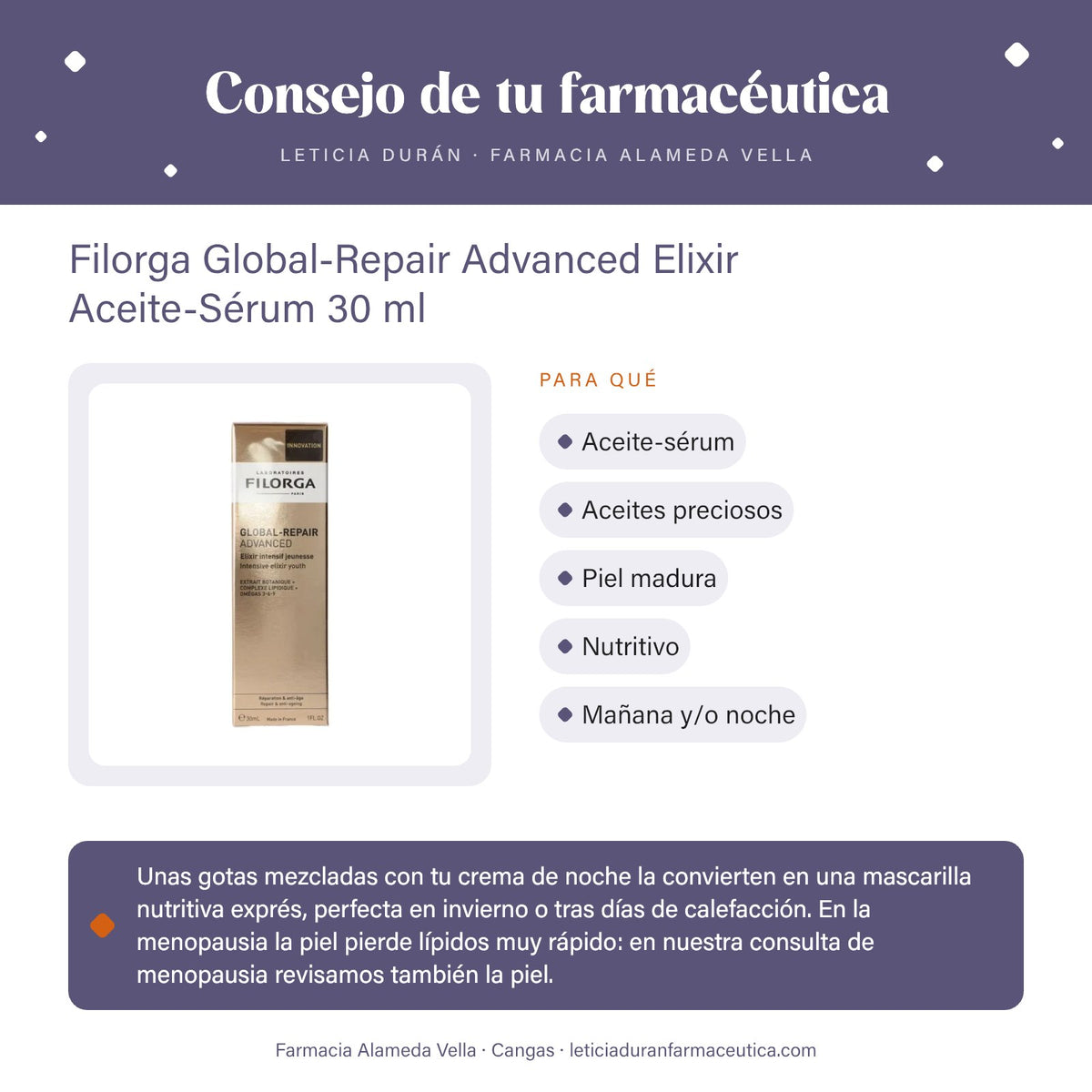 Filorga Global-Repair Advanced Elixir Aceite-Sérum 30 ml – consejo de tu farmacéutica