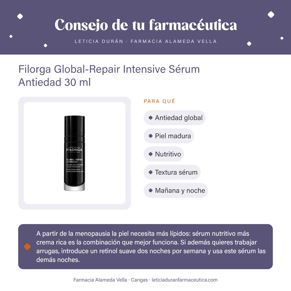 Filorga Global-Repair Intensive Sérum Antiedad 30 ml – consejo de tu farmacéutica