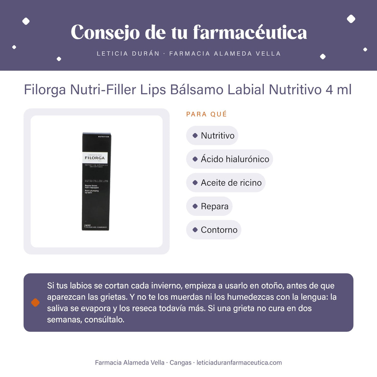 Filorga Nutri-Filler Lips Bálsamo Labial Nutritivo 4 ml – consejo de tu farmacéutica