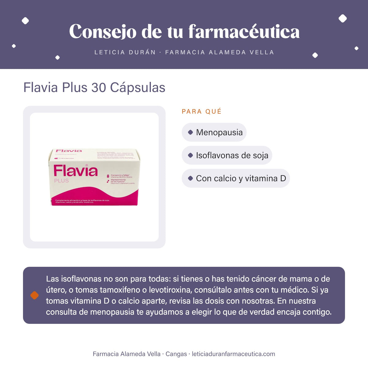 Flavia Plus 30 Cápsulas – consejo de tu farmacéutica