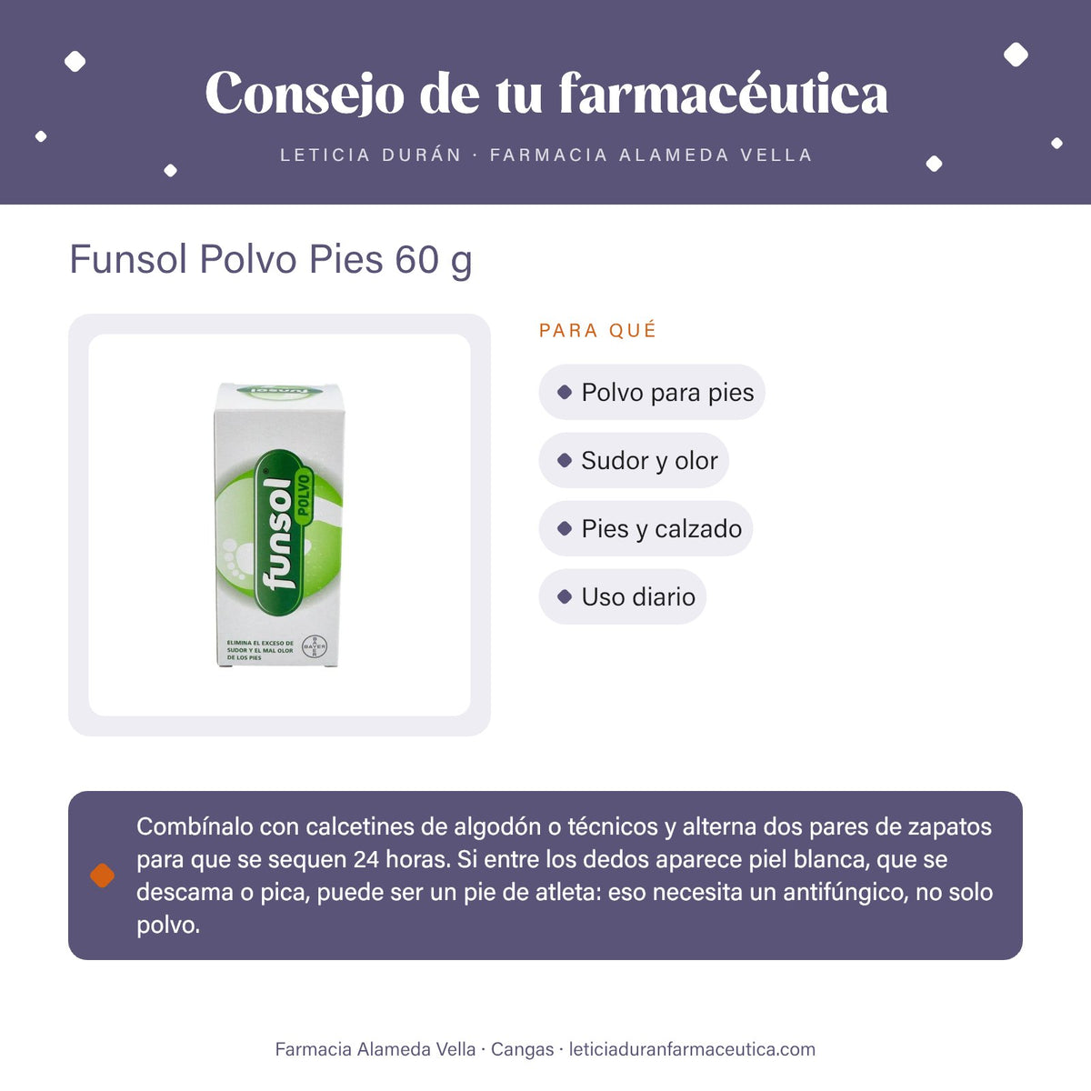 Funsol Polvo Pies 60 g – consejo de tu farmacéutica