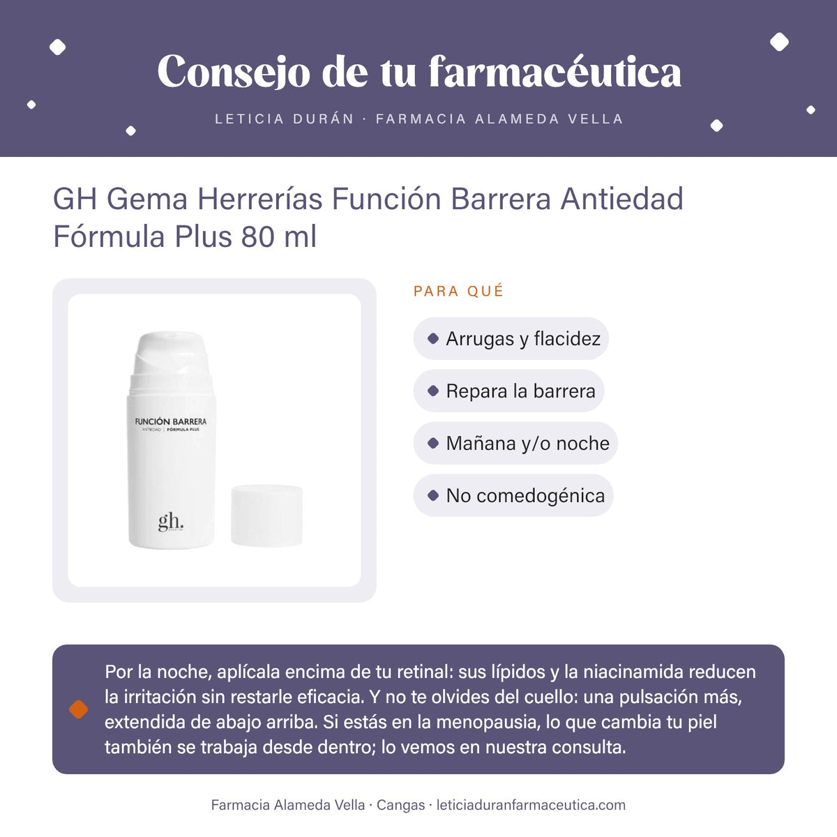 GH Gema Herrerías Función Barrera Antiedad Fórmula Plus 80 ml – consejo de tu farmacéutica