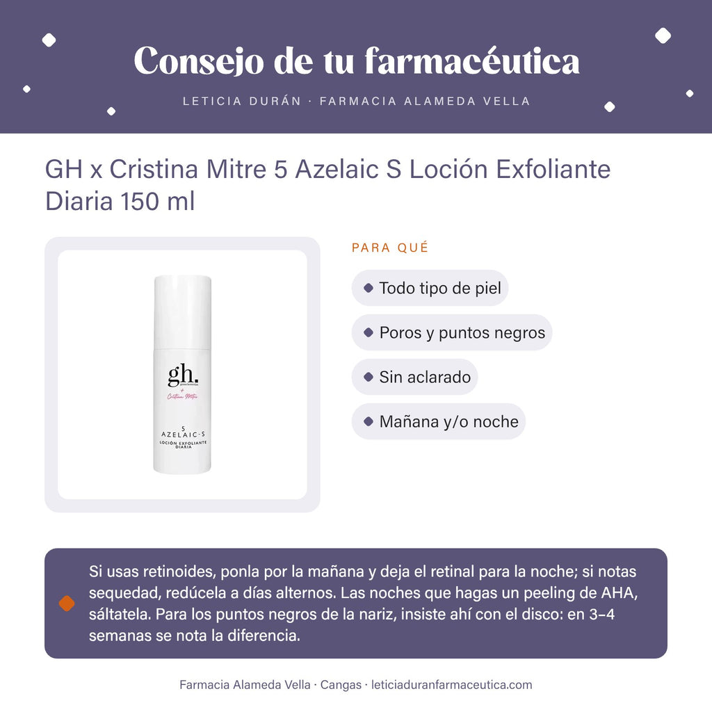 GH x Cristina Mitre 5 Azelaic S Loción Exfoliante Diaria 150 ml – consejo de tu farmacéutica