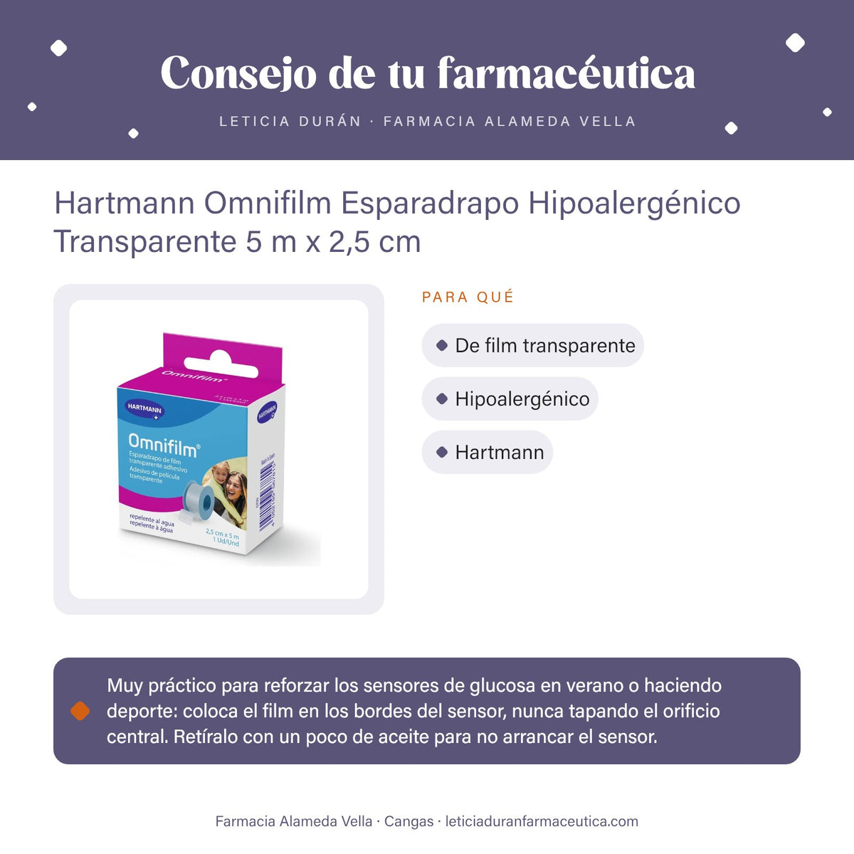 Hartmann Omnifilm Esparadrapo Hipoalergénico Transparente 5 m x 2,5 cm – consejo de tu farmacéutica