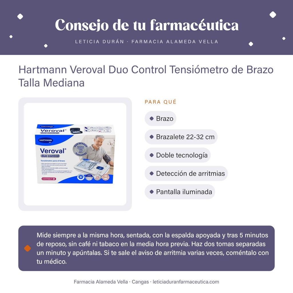 Hartmann Veroval Duo Control Tensiómetro de Brazo Talla Mediana – consejo de tu farmacéutica