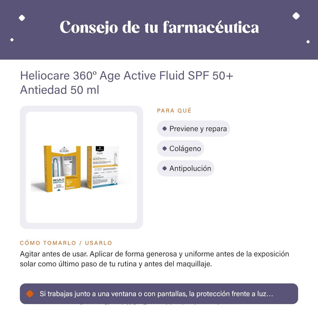 Heliocare 360º Age Active Fluid SPF 50+ Antiedad 50 ml – consejo de tu farmacéutica