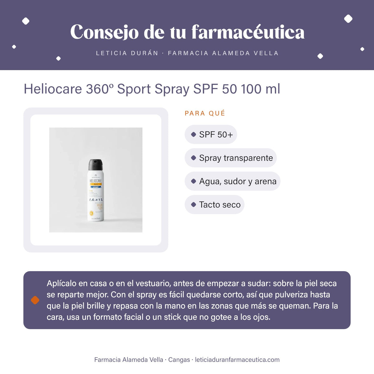 Heliocare 360º Sport Spray SPF 50 100 ml – consejo de tu farmacéutica