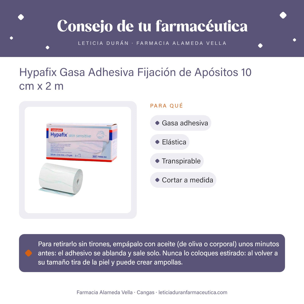 Hypafix Gasa Adhesiva Fijación de Apósitos 10 cm x 2 m – consejo de tu farmacéutica