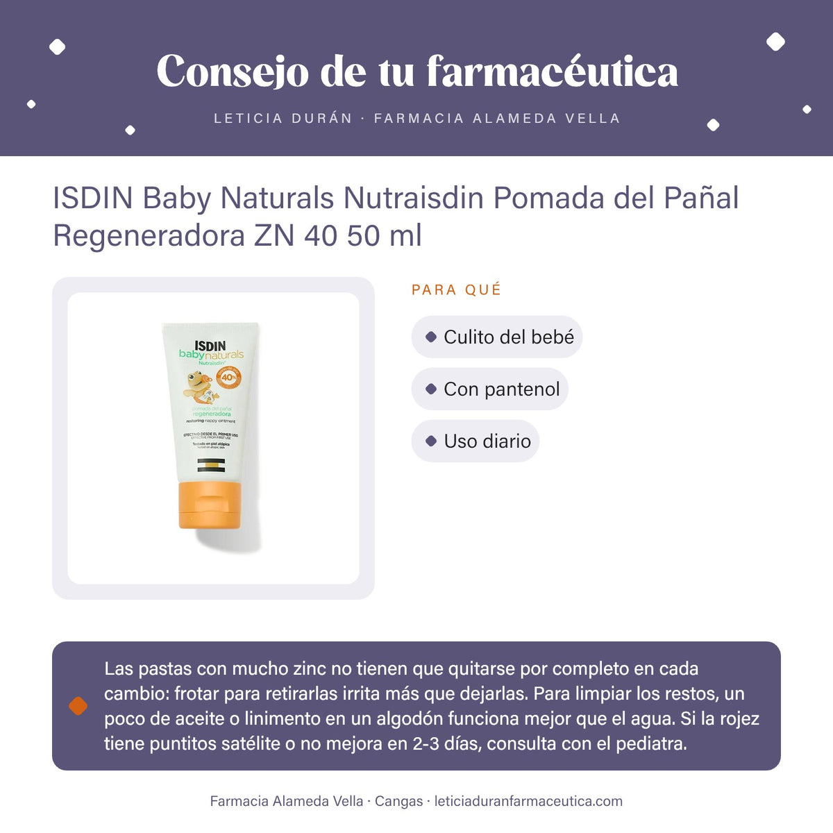 ISDIN Baby Naturals Nutraisdin Pomada del Pañal Regeneradora ZN 40 50 ml – consejo de tu farmacéutica