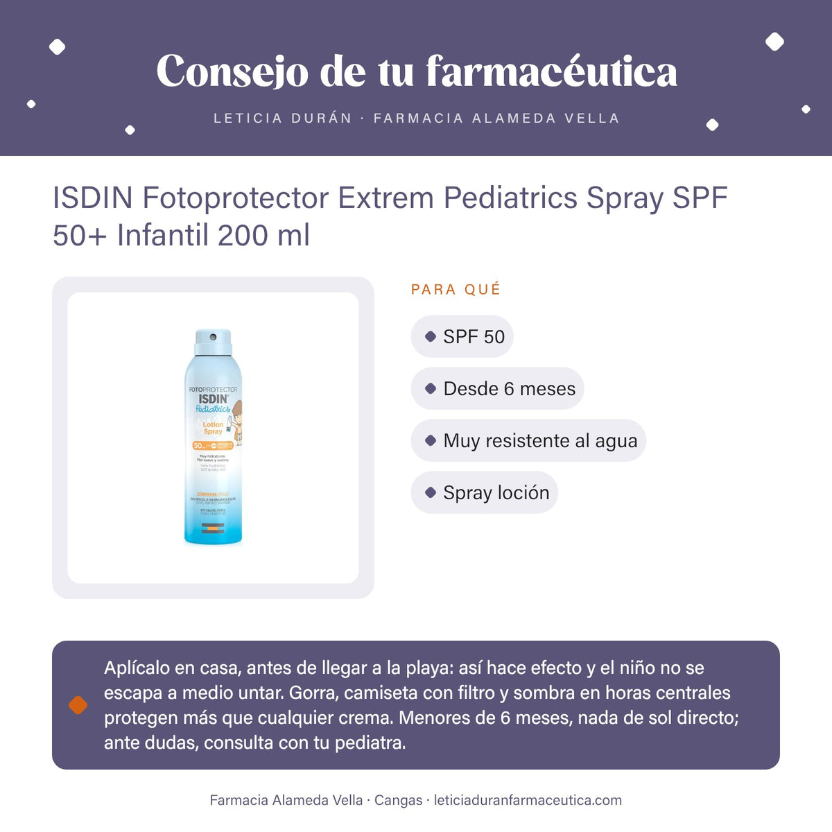 ISDIN Fotoprotector Extrem Pediatrics Spray SPF 50+ Infantil 200 ml – consejo de tu farmacéutica