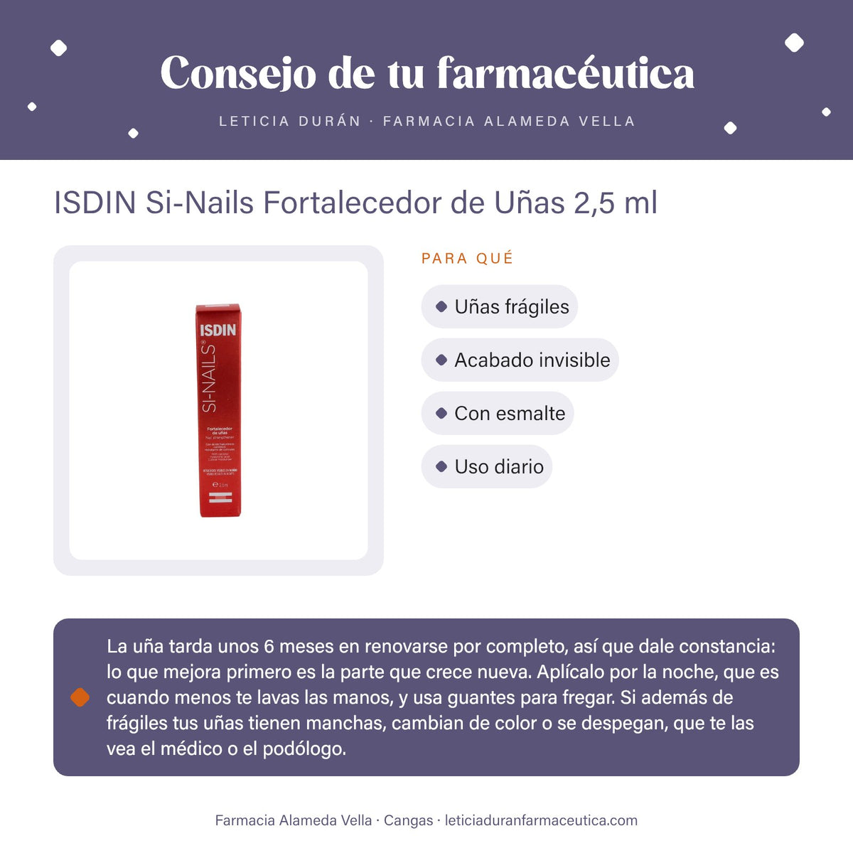 ISDIN Si-Nails Fortalecedor de Uñas 2,5 ml – consejo de tu farmacéutica