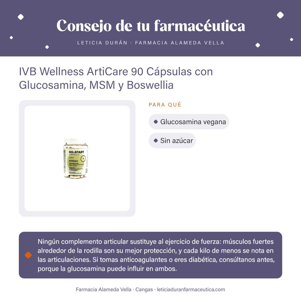 IVB Wellness ArtiCare 90 Cápsulas con Glucosamina, MSM y Boswellia – consejo de tu farmacéutica