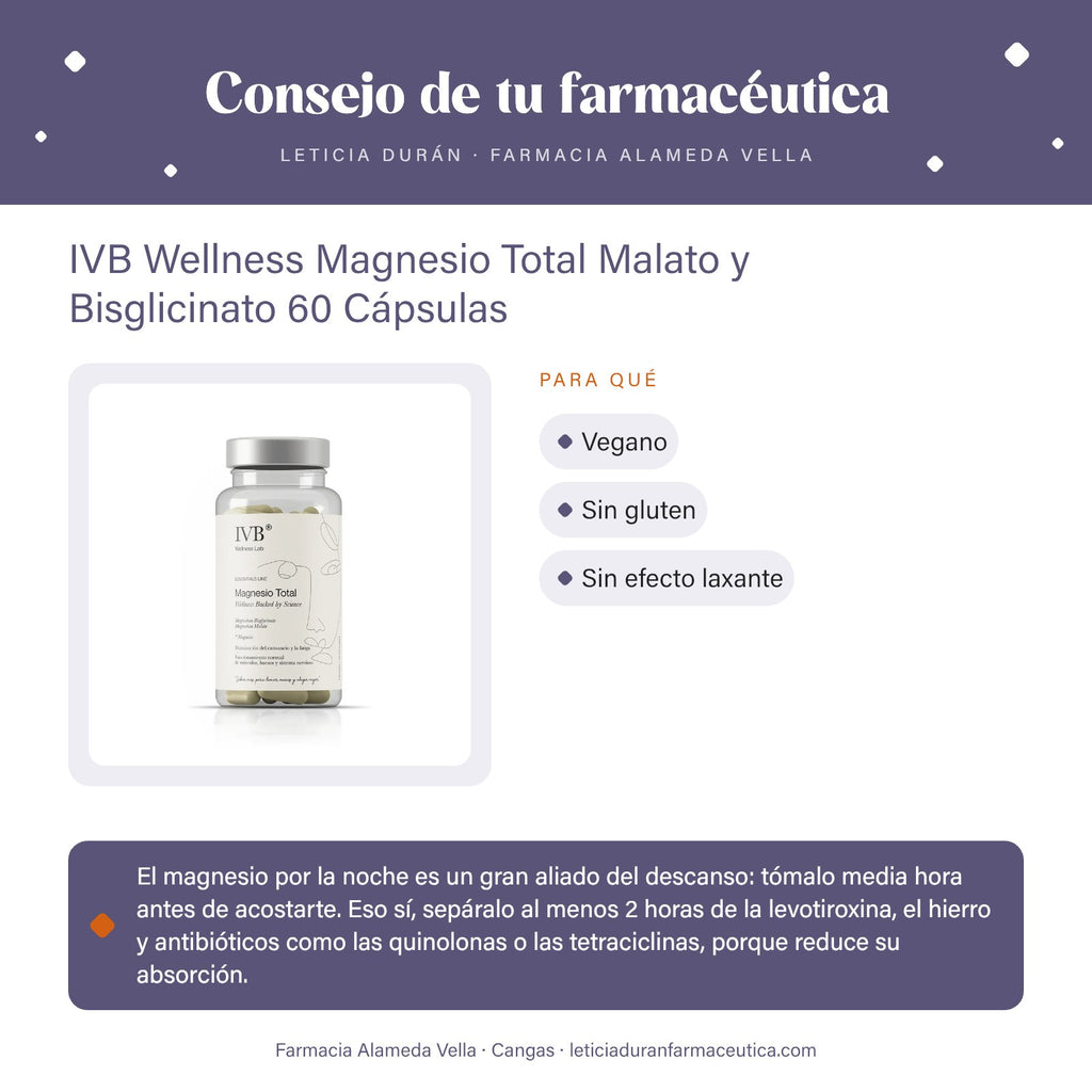 IVB Wellness Magnesio Total Malato y Bisglicinato 60 Cápsulas – consejo de tu farmacéutica