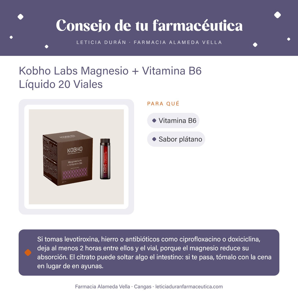Kobho Labs Magnesio + Vitamina B6 Líquido 20 Viales – consejo de tu farmacéutica