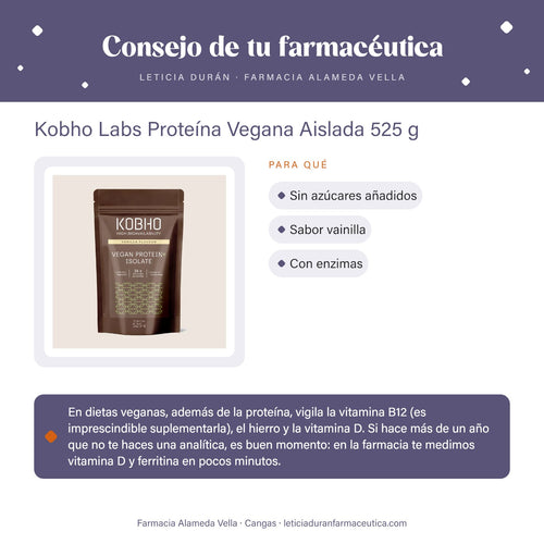 Kobho Labs Proteína Vegana Aislada 525 g – consejo de tu farmacéutica