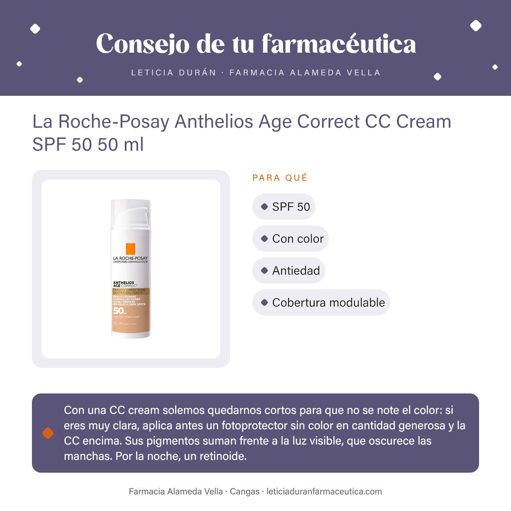La Roche-Posay Anthelios Age Correct CC Cream SPF 50 50 ml – consejo de tu farmacéutica