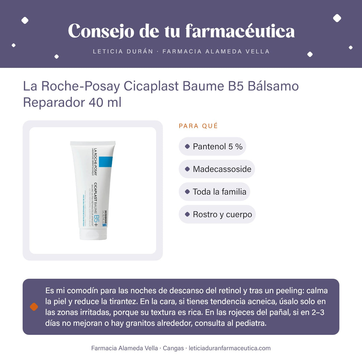La Roche-Posay Cicaplast Baume B5 Bálsamo Reparador 40 ml – consejo de tu farmacéutica
