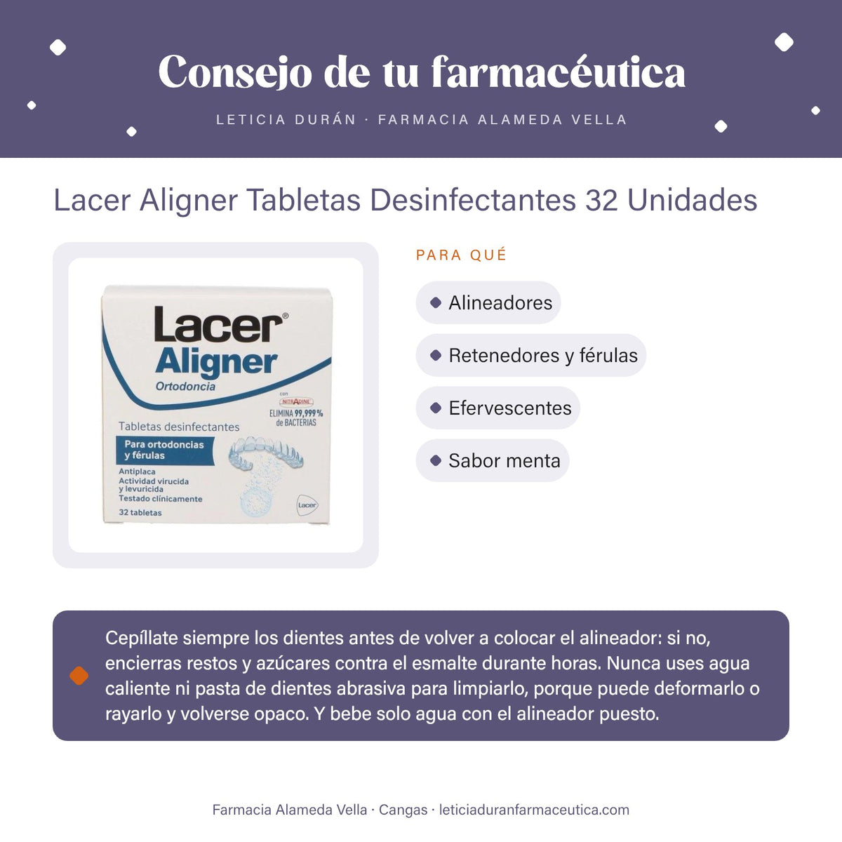 Lacer Aligner Tabletas Desinfectantes 32 Unidades – consejo de tu farmacéutica