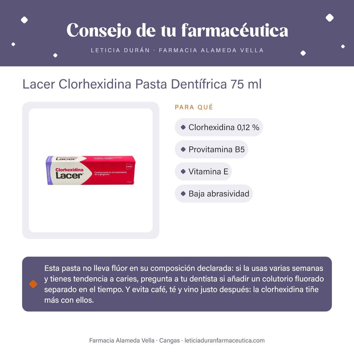 Lacer Clorhexidina Pasta Dentífrica 75 ml – consejo de tu farmacéutica