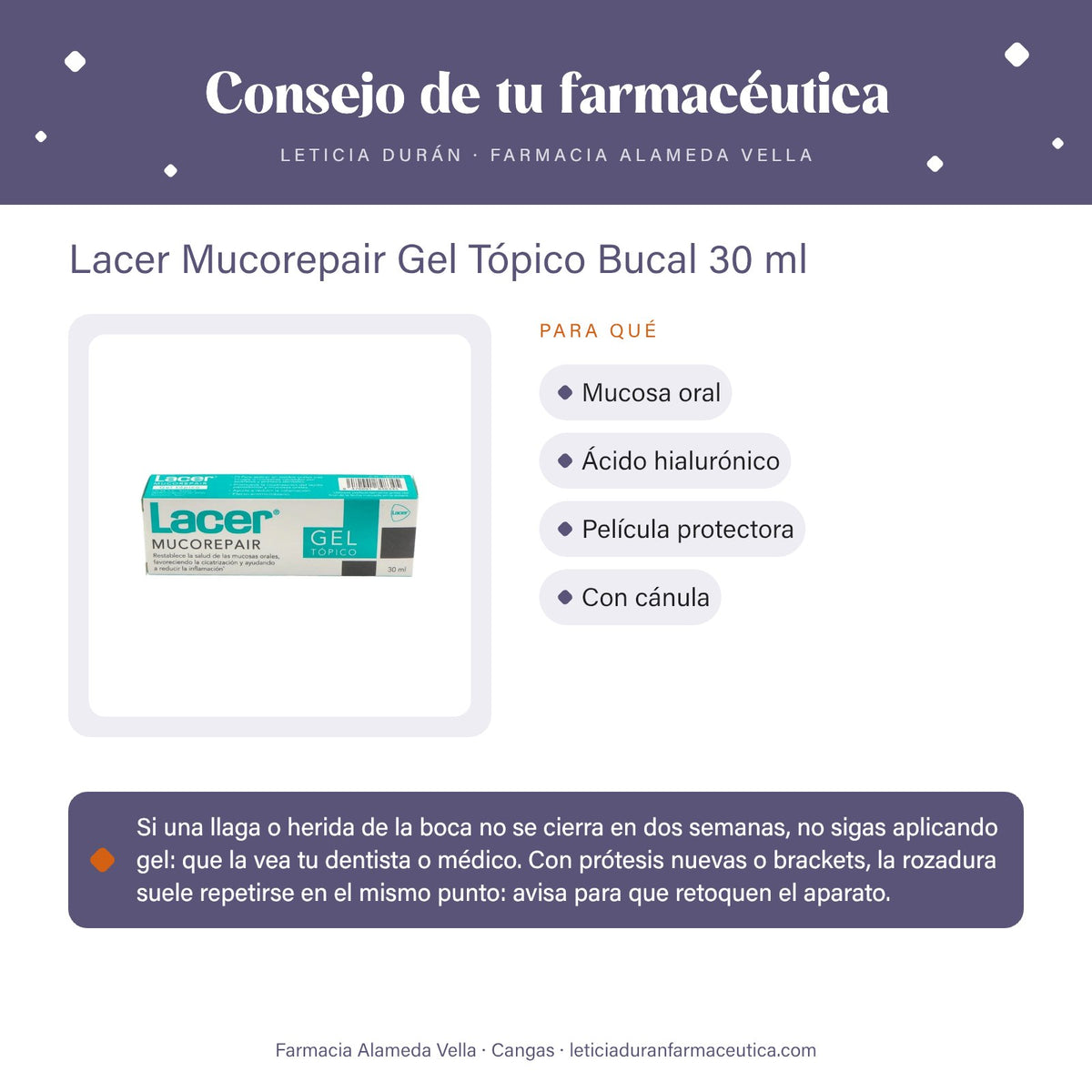 Lacer Mucorepair Gel Tópico Bucal 30 ml – consejo de tu farmacéutica
