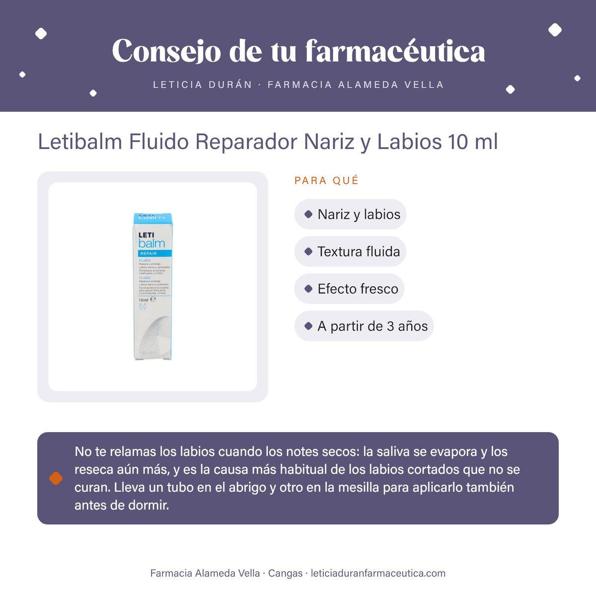 Letibalm Fluido Reparador Nariz y Labios 10 ml – consejo de tu farmacéutica