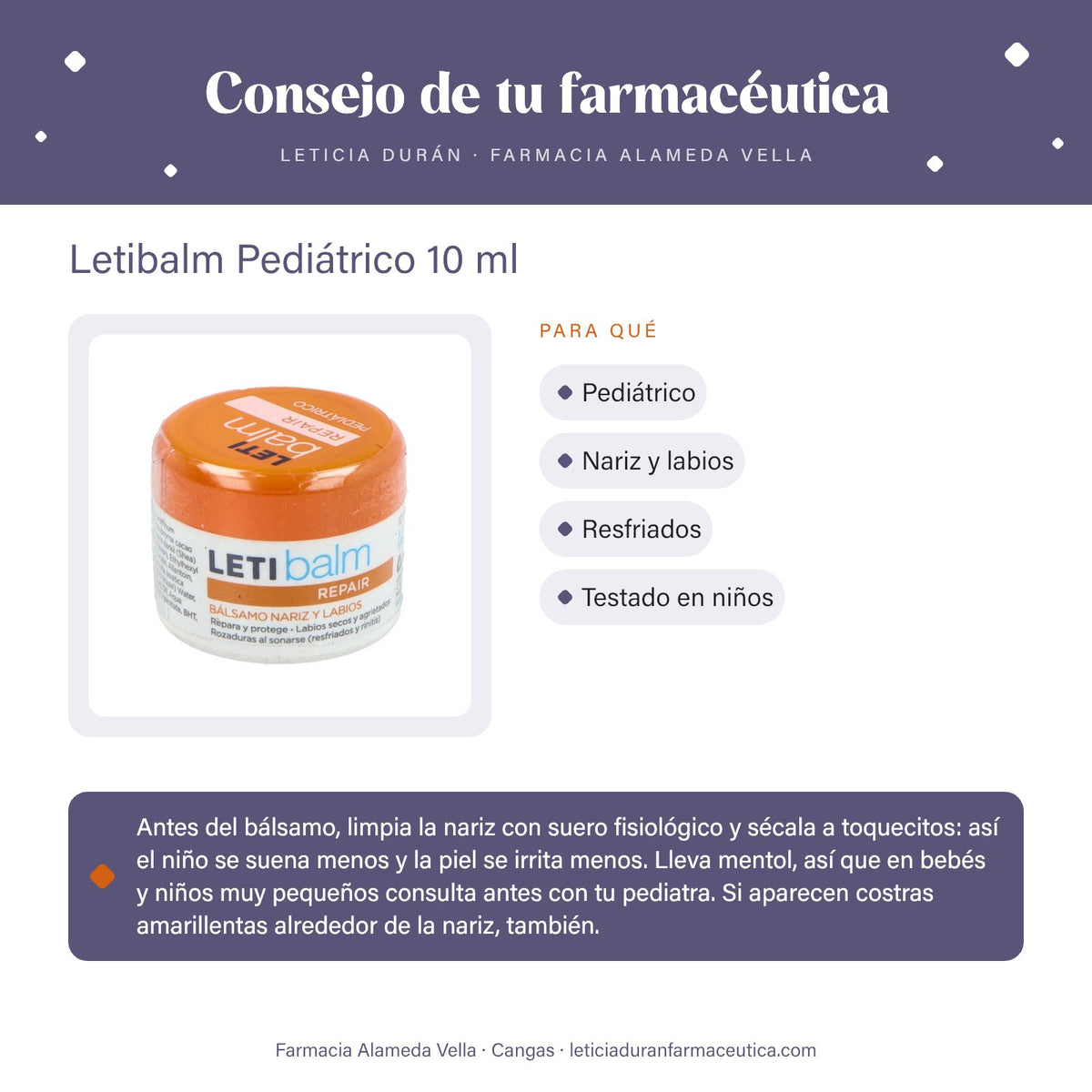 Letibalm Pediátrico 10 ml – consejo de tu farmacéutica