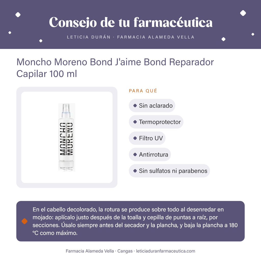 Moncho Moreno Bond J'aime Bond Reparador Capilar 100 ml – consejo de tu farmacéutica