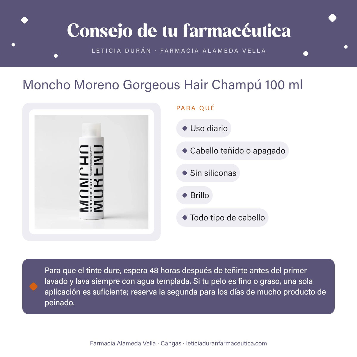 Moncho Moreno Gorgeous Hair Champú 100 ml – consejo de tu farmacéutica