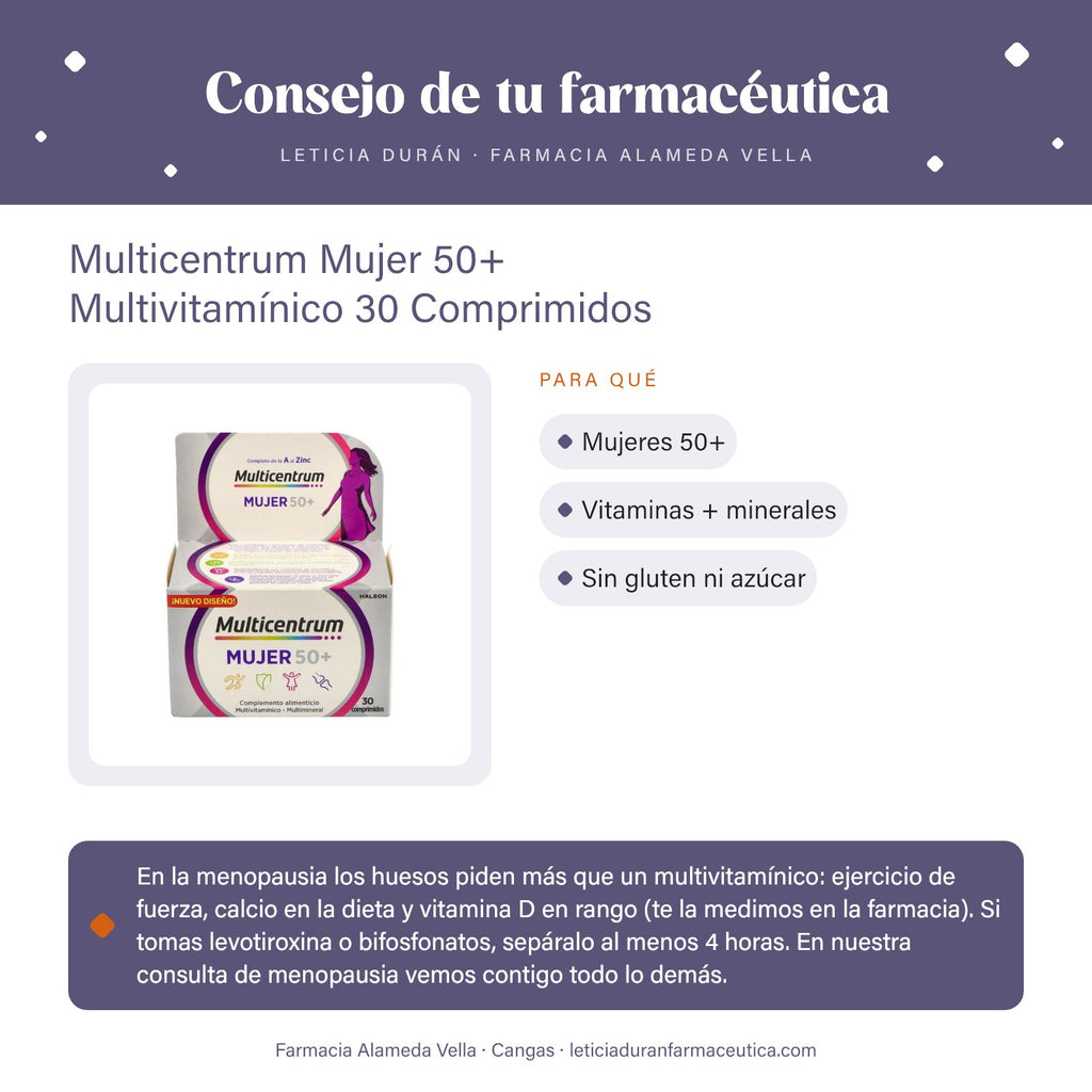Multicentrum Mujer 50+ Multivitamínico 30 Comprimidos – consejo de tu farmacéutica