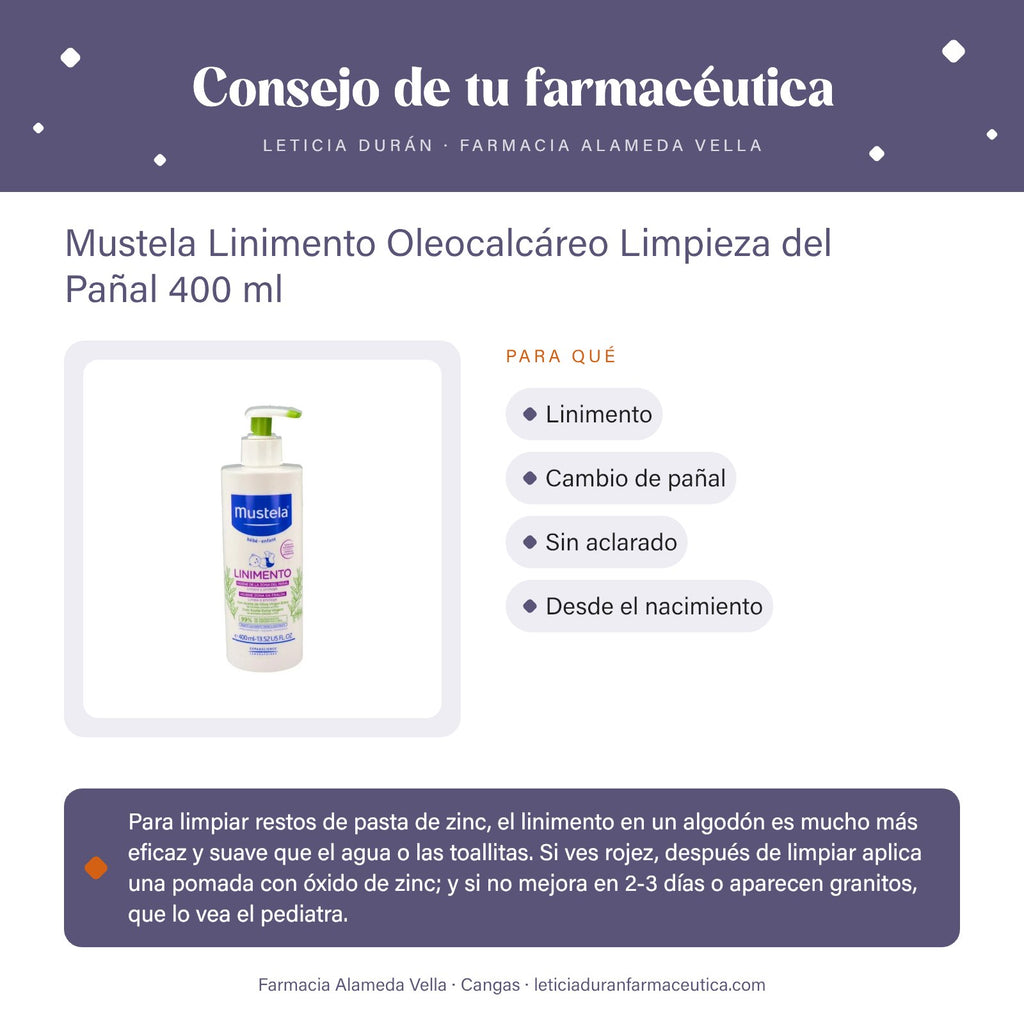 Mustela Linimento Oleocalcáreo Limpieza del Pañal 400 ml – consejo de tu farmacéutica