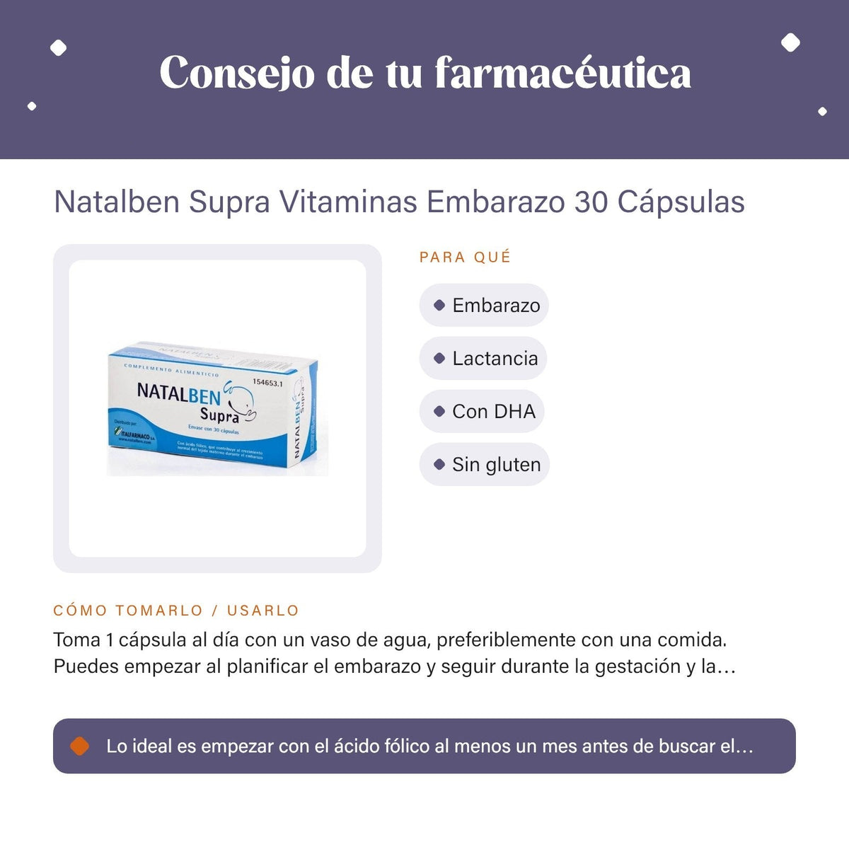 Natalben Supra Vitaminas Embarazo 30 Cápsulas – consejo de tu farmacéutica