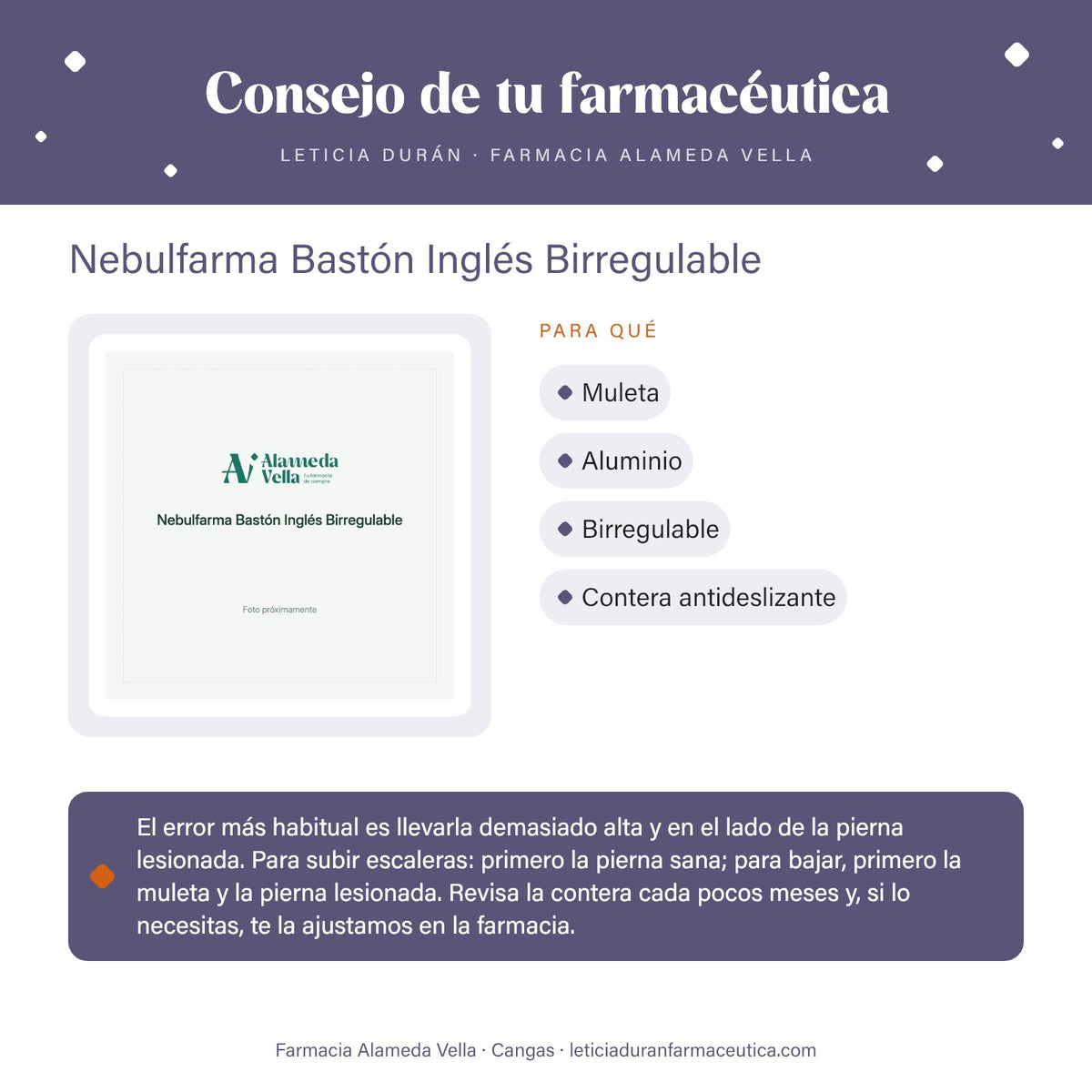 Nebulfarma Bastón Inglés Birregulable – consejo de tu farmacéutica