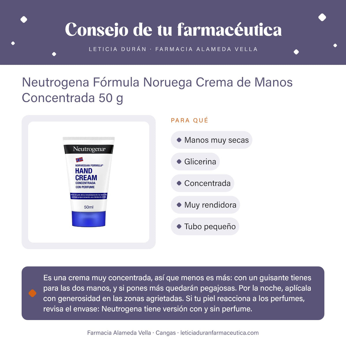 Neutrogena Fórmula Noruega Crema de Manos Concentrada 50 g – consejo de tu farmacéutica