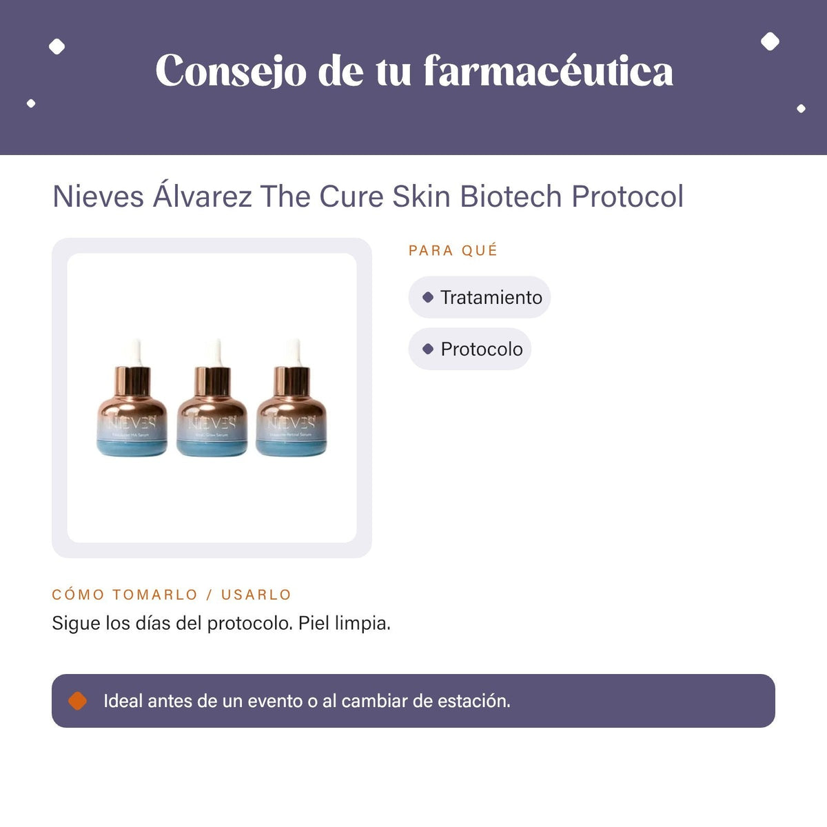 Nieves Álvarez The Cure Skin Biotech Protocol – consejo de tu farmacéutica