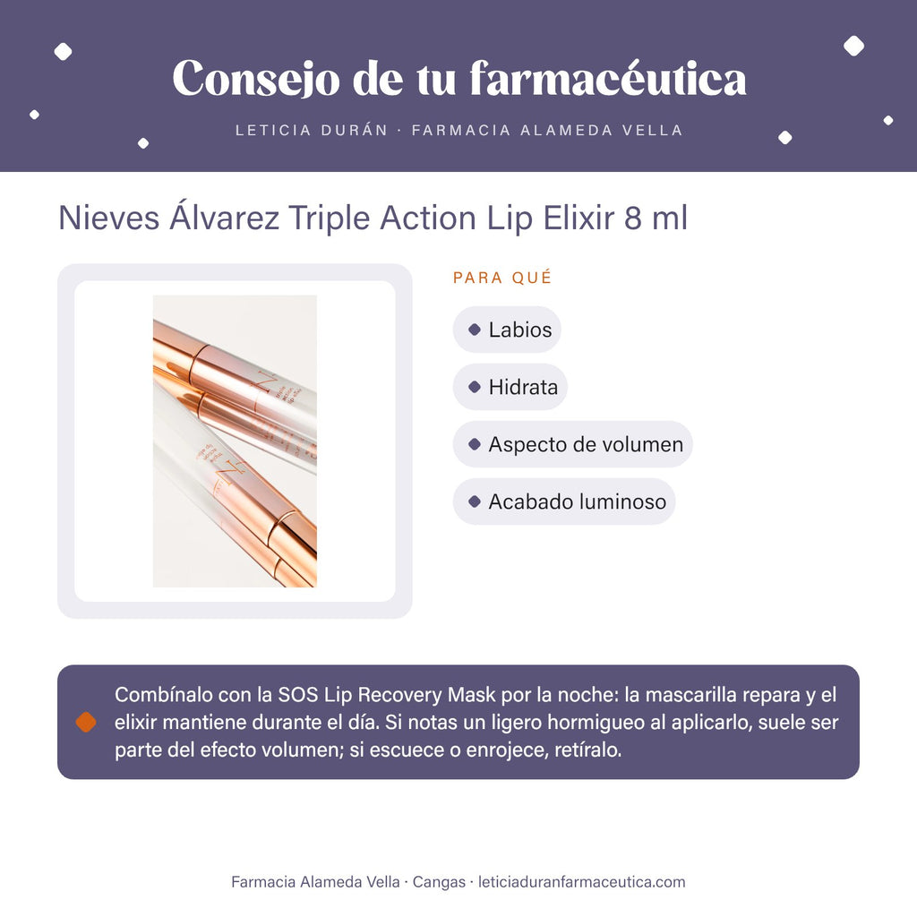 Nieves Álvarez Triple Action Lip Elixir 8 ml – consejo de tu farmacéutica
