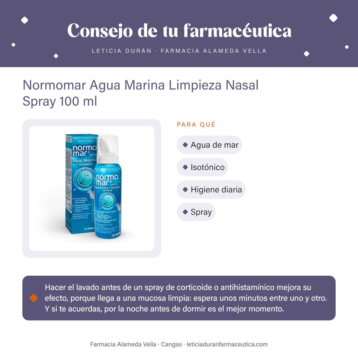 Normomar Agua Marina Limpieza Nasal Spray 100 ml – consejo de tu farmacéutica