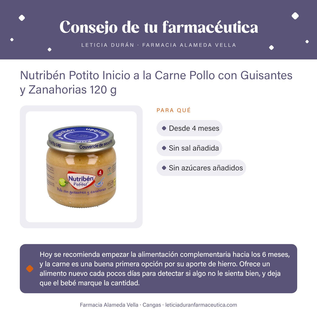 Nutribén Potito Inicio a la Carne Pollo con Guisantes y Zanahorias 120 g – consejo de tu farmacéutica