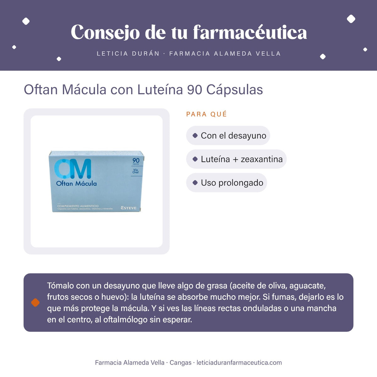 Oftan Mácula con Luteína 90 Cápsulas – consejo de tu farmacéutica