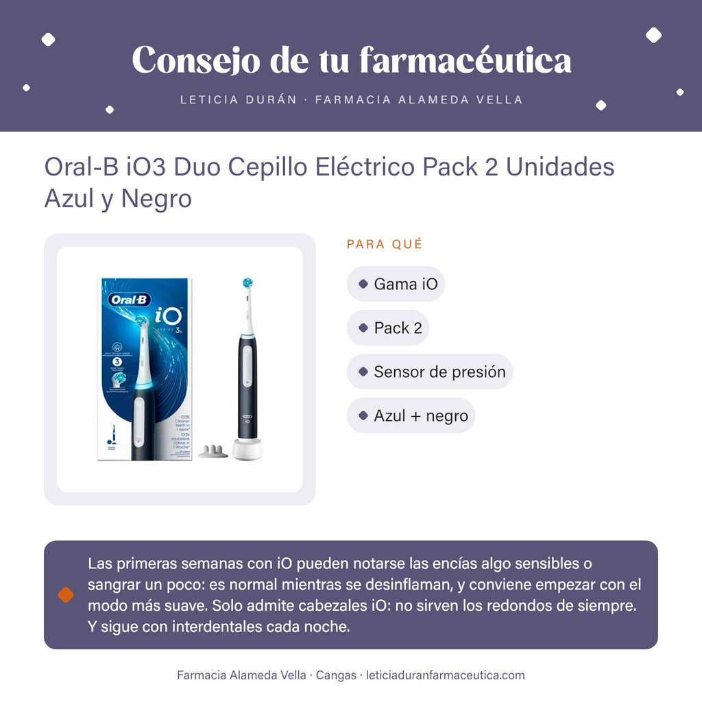 Oral-B iO3 Duo Cepillo Eléctrico Pack 2 Unidades Azul y Negro – consejo de tu farmacéutica