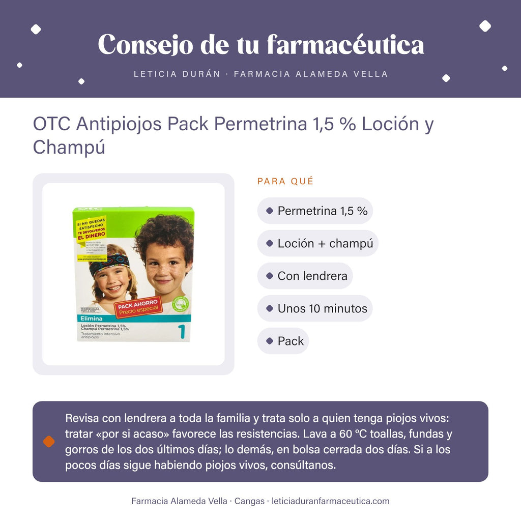 OTC Antipiojos Pack Permetrina 1,5 % Loción y Champú – consejo de tu farmacéutica
