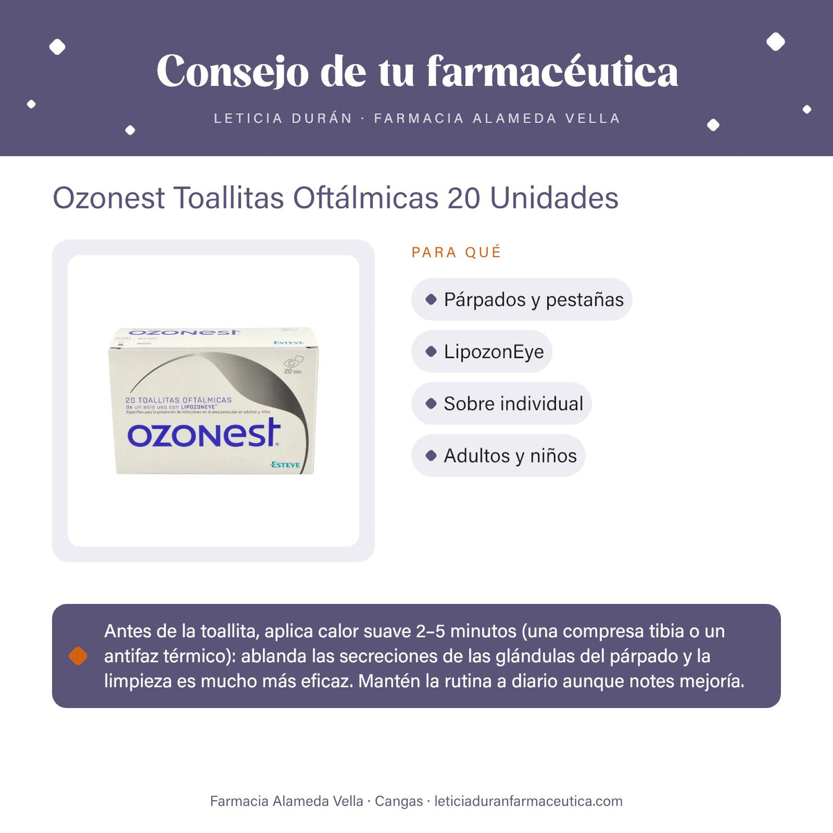Ozonest Toallitas Oftálmicas 20 Unidades – consejo de tu farmacéutica