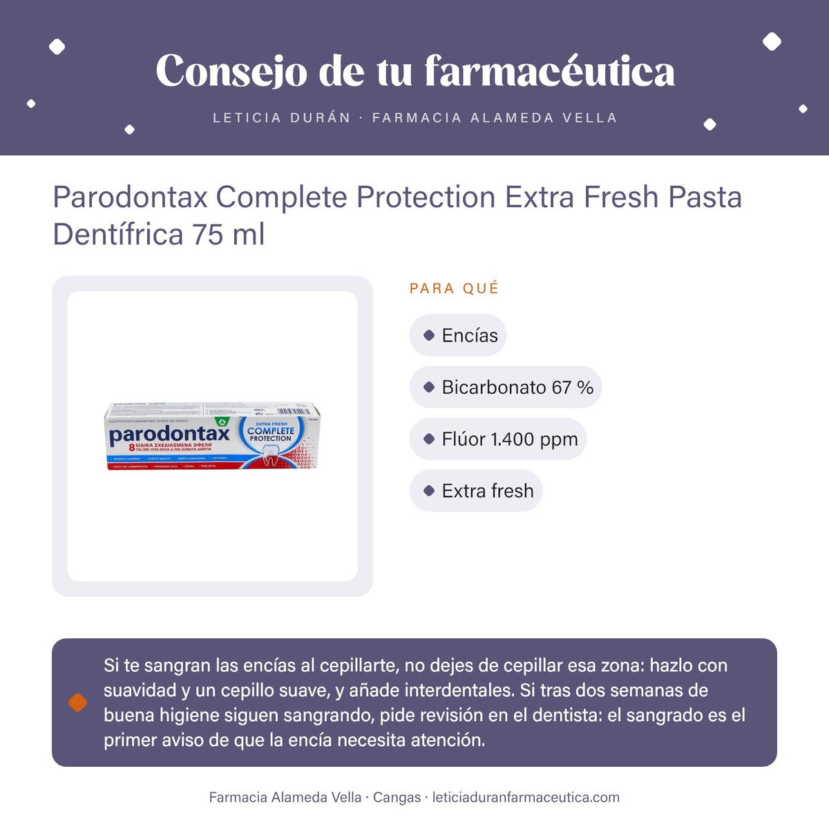 Parodontax Complete Protection Extra Fresh Pasta Dentífrica 75 ml – consejo de tu farmacéutica