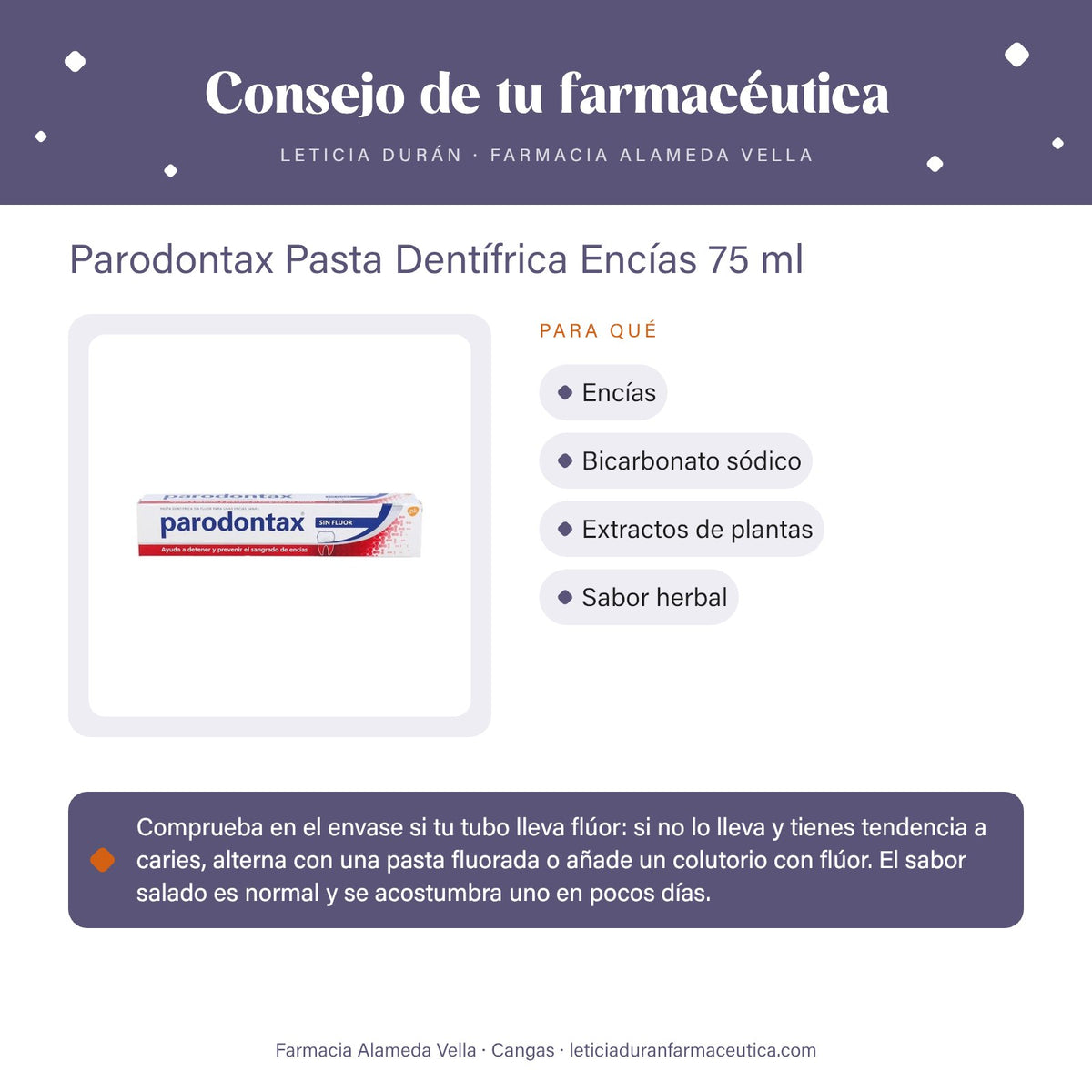 Parodontax Pasta Dentífrica Encías 75 ml – consejo de tu farmacéutica