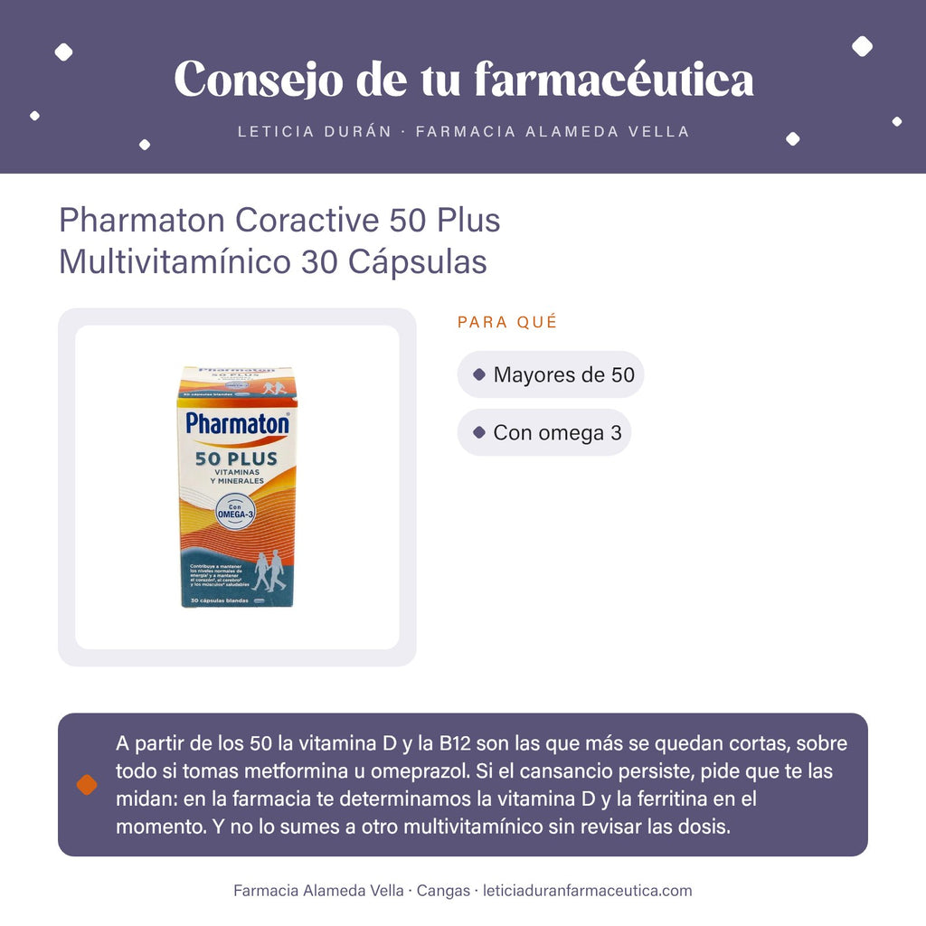 Pharmaton Coractive 50 Plus Multivitamínico 30 Cápsulas – consejo de tu farmacéutica