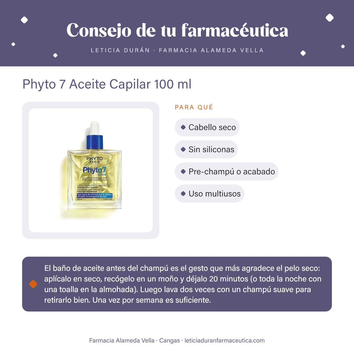 Phyto 7 Aceite Capilar 100 ml – consejo de tu farmacéutica