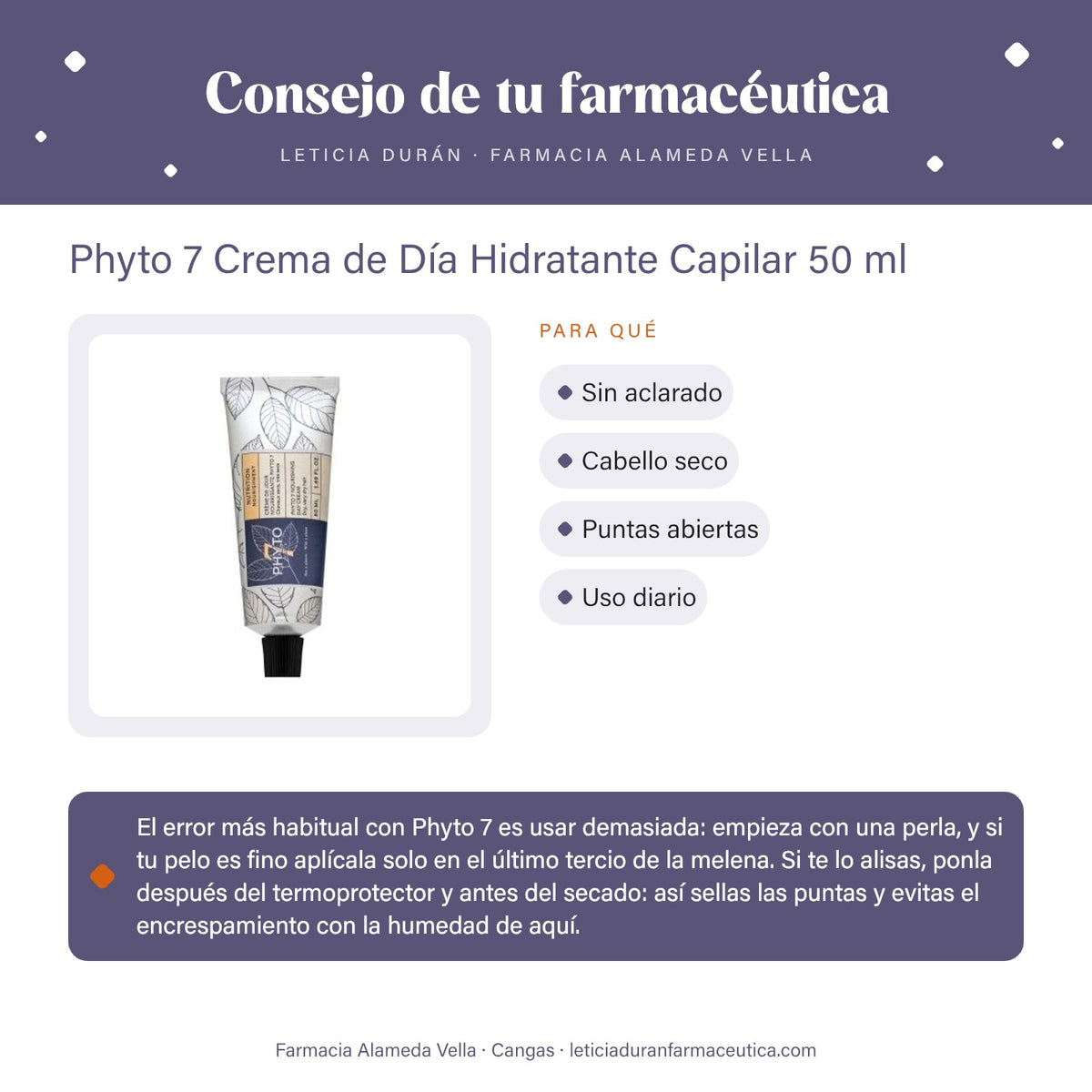 Phyto 7 Crema de Día Hidratante Capilar 50 ml – consejo de tu farmacéutica